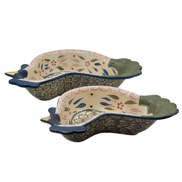 Temp-tations Old World Confetti Chicken Nesting Serving Bowls Set of 2 Farmhouse - Picture 4 of 9